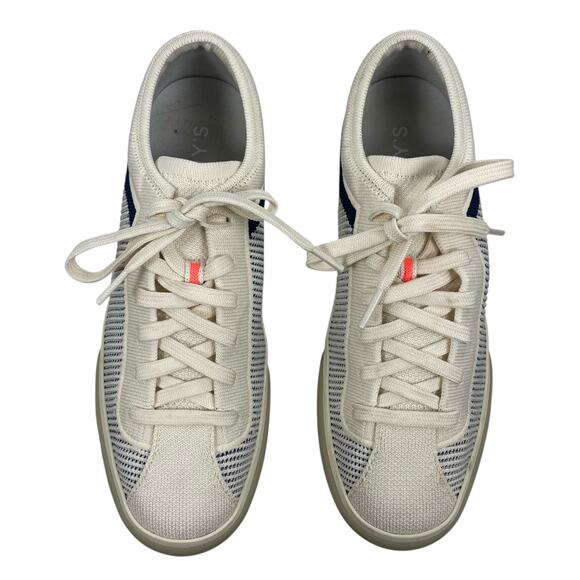 Rothy's The Lace Up Sneaker Knit Fabric Navy Orange Size 7 Limited Edition - Picture 5 of 12